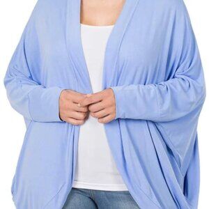 Zenana Spring Blue PLUS RAYON SPAN CREPE COCOON WRAP CARDIGAN - 2X or 3X